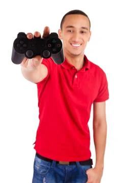Young african using a gaming console Stock Photos