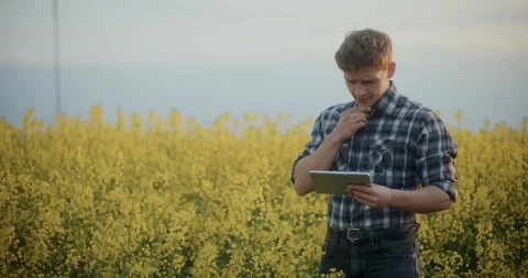 Young Agronomist Using Tablet PC In Farm. Stock Footage 246830216