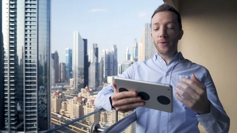 Young Ambitious advisor consultant using mobile screen computer chatting Stock Footage 103592220