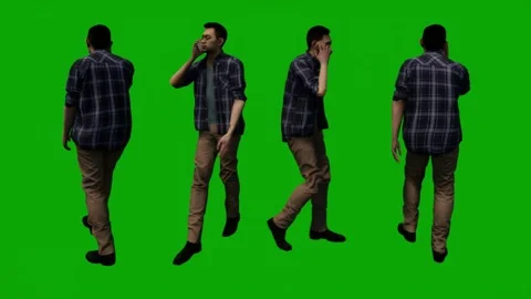 Young American man on the road talking on a cell phone from the back and three Video stock 246731617