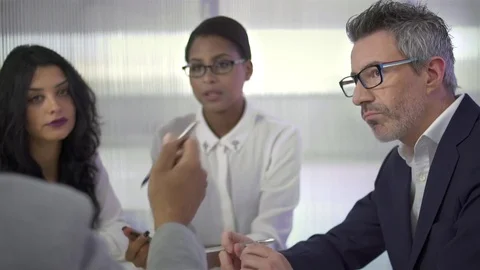 Young and dynamic business team, modern office Видео 83307031