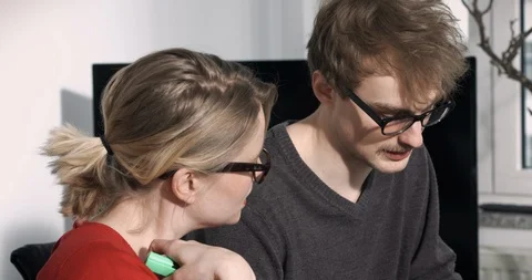 Young and handsome co-workers communicating in their office Video stock 100033238