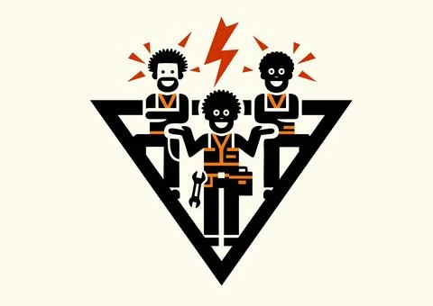 Young and highly qualified team of craftsmen Stock Illustration
