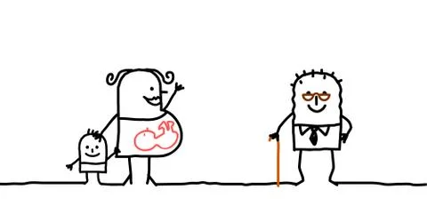 Young and old generations Stock Illustration