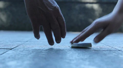 A young and old hand reaching for money Video stock 32846913