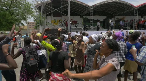 Young and old people dancing in Port-au-Prince, Haiti Stock Footage 50637246