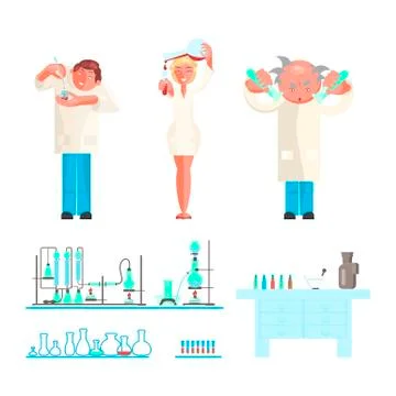 Young and old scienti Stock Illustration