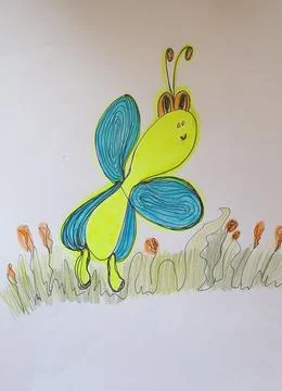 Young Ant. Abstraction. Ant on the grass. Сute ant. Stock Illustration