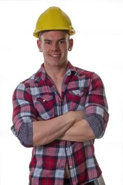 Young Apprentice in construction site Stock Photos