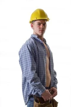 Young Apprentice in construction site Stock Photos