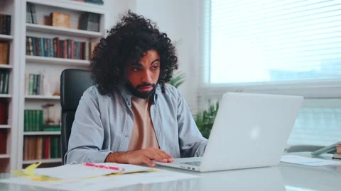 Young Arabian American man programmer typing on keyboard getting frustrated Stock-Footage 172087987