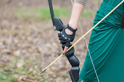 Young archer training with the bow Stock Photos