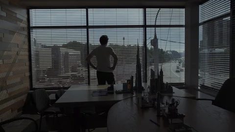 Young architect in the office.Rear view of a young successful businessman Stock Footage 112140475