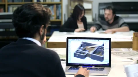 Young architect using cad software in a architect studio Stock Footage 49801370