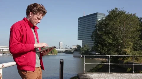 Young architect working outdoors. Stock Footage 41865208