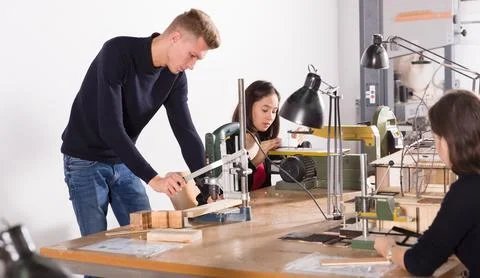 Young architects creating architectural model Stock-Fotos