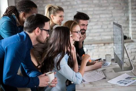 Young architects working on project in office Foto stock