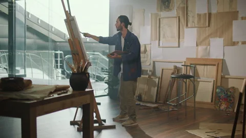 Young Artist Using Art Therapy to Address Emotional and Psychological Challenges Stock Footage 291899064