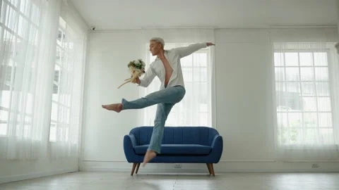 Young Asian ballet dancer practicing in a room alone. Stock Footage 171628451