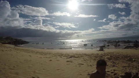Young Asian Boy Running At The Beach Video stock 83520105