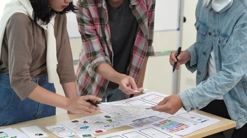 Young Asian business creative developer team work design. Creative UI Ux Stock Footage 247553859