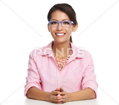 Young asian business woman in eyeglasses. Stock Photos