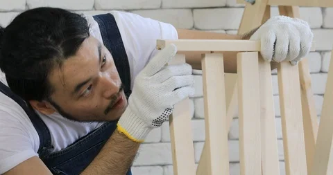 Young Asian carpenter. Stock Footage 98965871