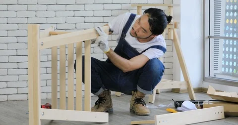 Young Asian carpenter man. Stock Footage 98965988
