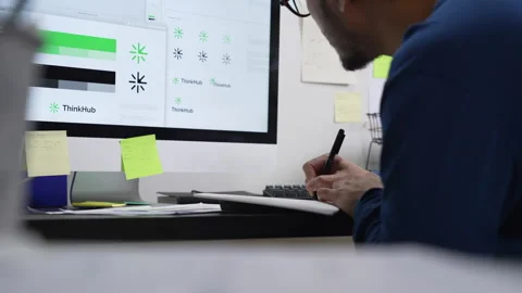 Young Asian Graphic designer working in office. Designing logo Artist Creative Stock Footage 276128761