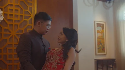 Young Asian Man Dancing With His Girlfriend In Engagement Day Stock Footage 161476620