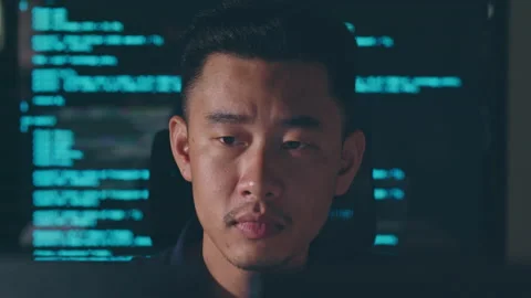 Young Asian man, developer programmer, software engineer, IT support, working Stock Footage 220951517