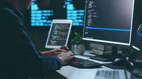 Young Asian man, developer programmer, software engineer, IT support, working Stock Footage 220951645