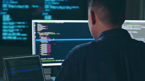 Young Asian man, developer programmer, software engineer, IT support, working Stock Footage 221106299