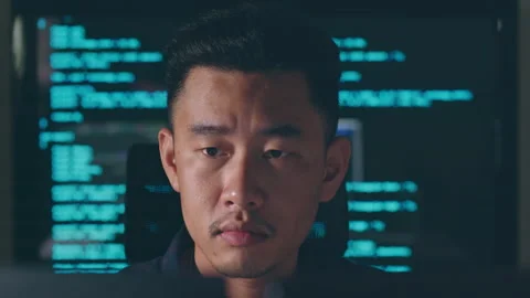 Young Asian man, developer programmer, software engineer, IT support, working Stock Footage 221106312