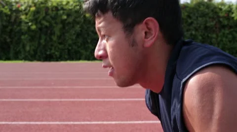 Young Asian Man Exercising Doing Push Ups Stock Footage 16481056