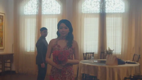 Young Asian Man Looking At His Girlfriend In His Engagement Day Stock Footage 161460856