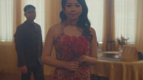 Young Asian Man Looking At His Girlfriend in His Engagement Day Stock Footage 161467582
