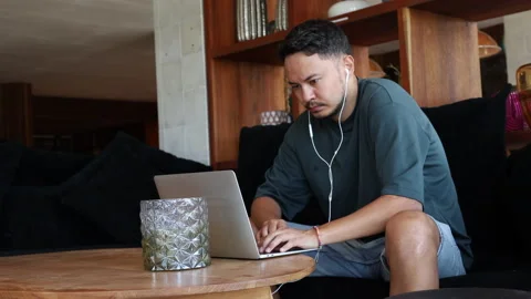 Young asian man working in co-working space. Remote work. Stock Footage 165444447