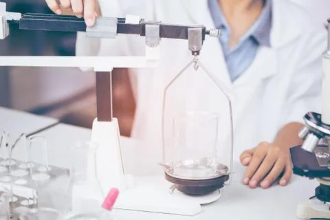 Young Asian Scientist are certain activities on experimental science like mix Stock Photos
