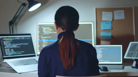 Young Asian woman, developer programmer, software engineer, IT support Stock Footage 196907507