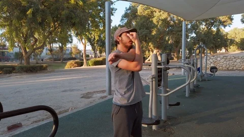 Young athlete performing workout warm up Stock Footage 121996218