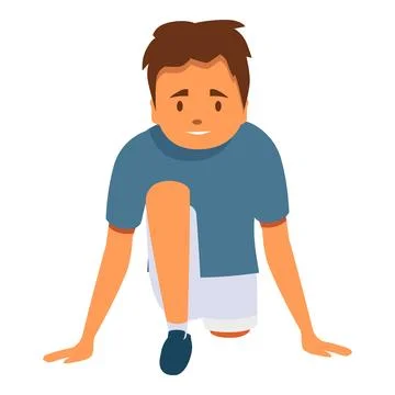 Young athlete preparing for sprint start in starting blocks Stock Illustration