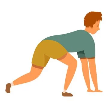 Young athlete preparing for sprint start in starting blocks Stock Illustration