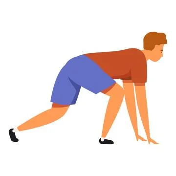 Young athlete preparing for sprint start in running competition Stock Illustration