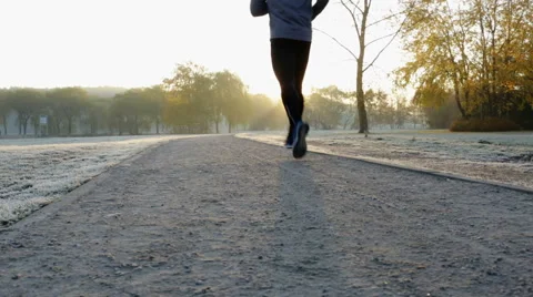 Young athlete running at cold winter morning - slider Stock Footage 57819655