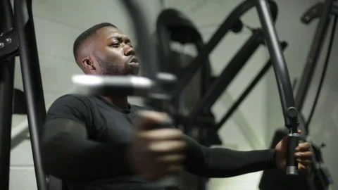 Young Athlete Working Out With Fly Machine at Gym Stock Footage 72551563