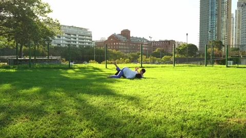 Young athletes practicing  Jiu Jitsu outdoors. Stock Footage 316561860