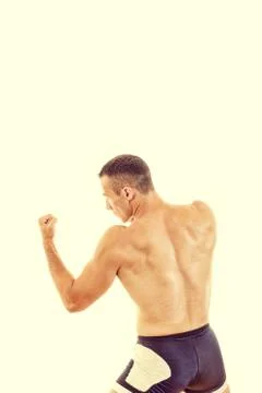 Young athletic fighter boxer on practice of boxing activity Stock Photos