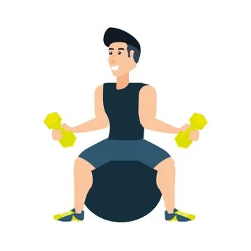 Young athletic man practicing pilates Stock Illustration