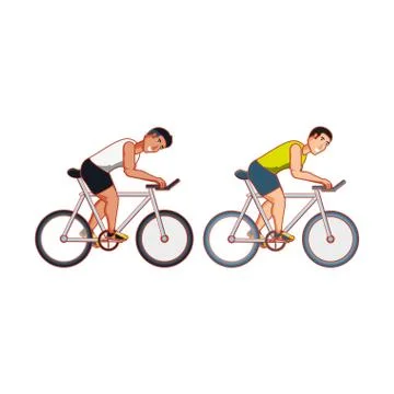 Young athletic men in bikes Stock Illustration